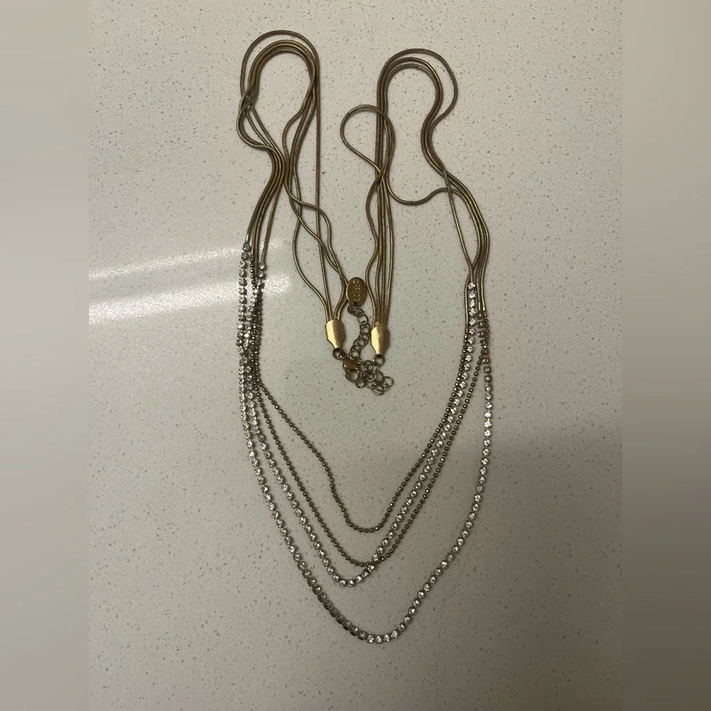 Talbots Layered Gold-Tone Multi Strand Necklace Set - Picture 2 of 4